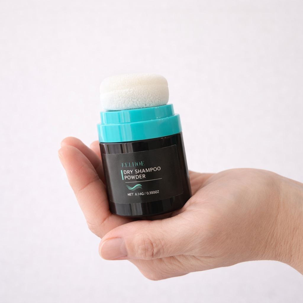 Shampoo Sec en Poudre Volumisant – Application avec Éponge